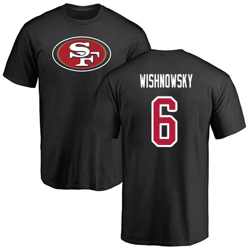 Men San Francisco 49ers Black Mitch Wishnowsky Name and Number Logo 6 NFL T Shirt